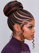 Full Lace wig updo styled brown highlight Braided wig with bun