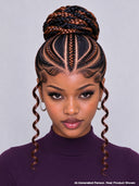 Full Lace wig updo styled brown highlight Braided wig with bun