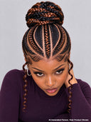 Full Lace wig updo styled brown highlight Braided wig with bun