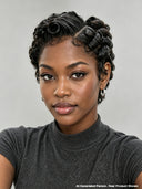 Full lace Wig Quick finger wave Natural Black 100% Human Hair