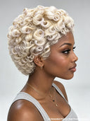 Full lace Wig blonde finger wave Wig 100% Human Hair