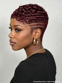 Full lace pixie cut wig Burgundy finger wave for black women