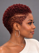 Full lace wig Pixie Cut burgundy curly wave for black woman