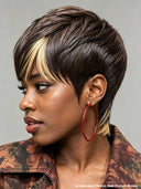 Glueless Wig pixie cut honey Highlights with brown 100% Human Hair 