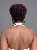 Gluelesse wig machine made burgundy highlight afro Pixie 