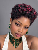 Gluelesse wig machine made burgundy highlight afro Pixie 