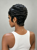 Glueless Wig  Machine Made pixie cut Straight Natural Black 100% Human Hair