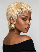 Glueless Wig blonde Machine Made Straight pixie cut 100% Human Hair