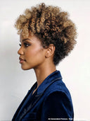 Glueless Wig honey highlight Machine Made pixie curly wave Ready to Wear 100% Human Hair