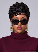 Glueless Wig pixie Natural Black finger wave