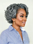 Lace closure 7x5 Wig salt and pepper BOB egg wave 10 inch 100% Human Hair