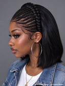 Lace front 13x6 wig Pre-styled Updo 14 inch bob wig 100% Human Hair