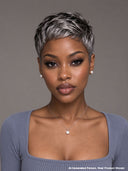 Machine made wear to go Salt & Pepper pixie cut wig 