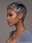 Machine made wear to go Salt & Pepper pixie cut wig 