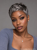 Machine made wear to go Salt & Pepper pixie cut wig 