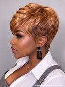 Machine made ready to go pixie cut wig honey