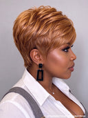 Machine made ready to go pixie cut wig honey