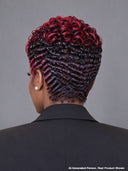 Machine made burgundy highlight pixie cut wig finger wave