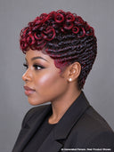 Machine made burgundy highlight pixie cut wig finger wave