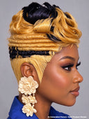 Machine made glueless wig blonde & black 