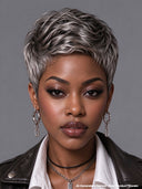 Easy to wear pixie cut wig straight Salt And Pepper