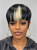 Machine Made straight blonde highlight pixie cut wig Hairstylist's Cut 100% Human Hair