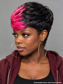 Machine Made straight pink highlight Pixie 100% Human Hair