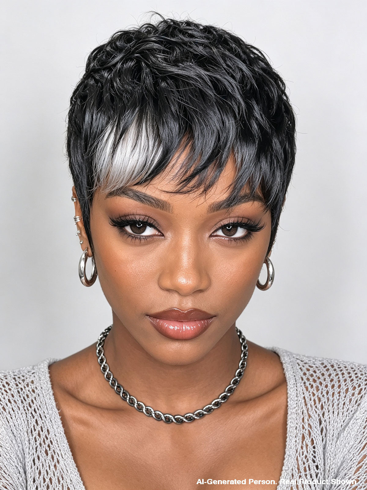 Machine Made straight pixie cut wig highlight 100% Human Hair – Hairisay