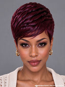Machine made burgundy pixie cut wig