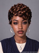 Machine made glueless wig brown finger wave