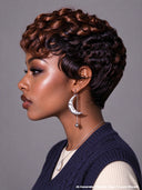 Machine made glueless wig brown finger wave