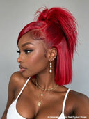 Pre-styled Updo 13x4 Lace Front Wig burgundy Straight bob 12 inch 100% Human Hair