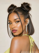 Pre-styled Updo 13x4 Lace Front Wig straight bob 12 inch black 100% Human Hair