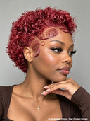 Promotion 13x4 lace front Wig burgundy Half-price pixie curly wave 100% Human Hair