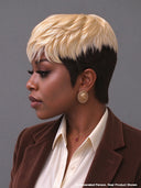 Ready to wear Pixie cut wig black mxite blonde 100% Human Hair