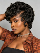 Special Offer 13x4 lace front or Machine made Wig Natural Black side part finger wave 100% Human Hair