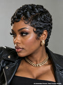 Special Offer $50.99 Glueless Wig Machine Made black finger wave 100% Human Hair