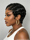Special Offer $79.99 pixie Wig Natural Black water wave 100% Human Hair