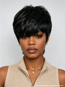 Special Offer Glueless Wig Machine Made Straight black cut wig 100% Human Hair