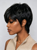 Special Offer Glueless Wig Machine Made Straight black cut wig 100% Human Hair