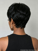 Special Offer Glueless Wig Machine Made pixie cut Straight Natural Black 100% Human Hair
