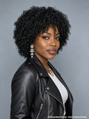 Special Offer Glueless Wig Machine Made pixie cut curly wave with bangs Natural Black 100% Human Hair