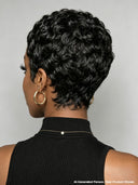 Special Offer Glueless Wig Machine Made pixie cut finger wave Natural Black 100% Human Hair