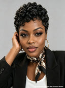Special Offer Machine Made Glueless Wig pixie Natural Black finger wave 100% Human Hair