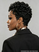 Special Offer Machine Made Glueless Wig pixie Natural Black finger wave 100% Human Hair