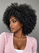 Special Offer Machine Made curly wave with bangs Natural Black 100% Human Hair