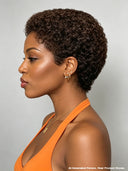 Ready TO Go pixie wig black black or brown afro curly 100% Human Hair