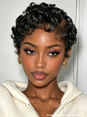 Lace front 13x4 wig Pixie wig finger wave 100% Human Hair