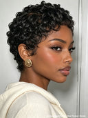 Lace front 13x4 wig Pixie wig finger wave 100% Human Hair