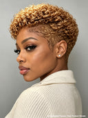 Full lace wig pixie curly wave honey 100% Human Hair
